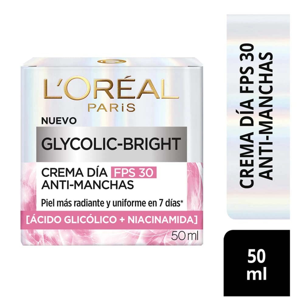 Crema Día Anti-manchas L'ORÉAL Ácido Glicólico FPS30 50ml