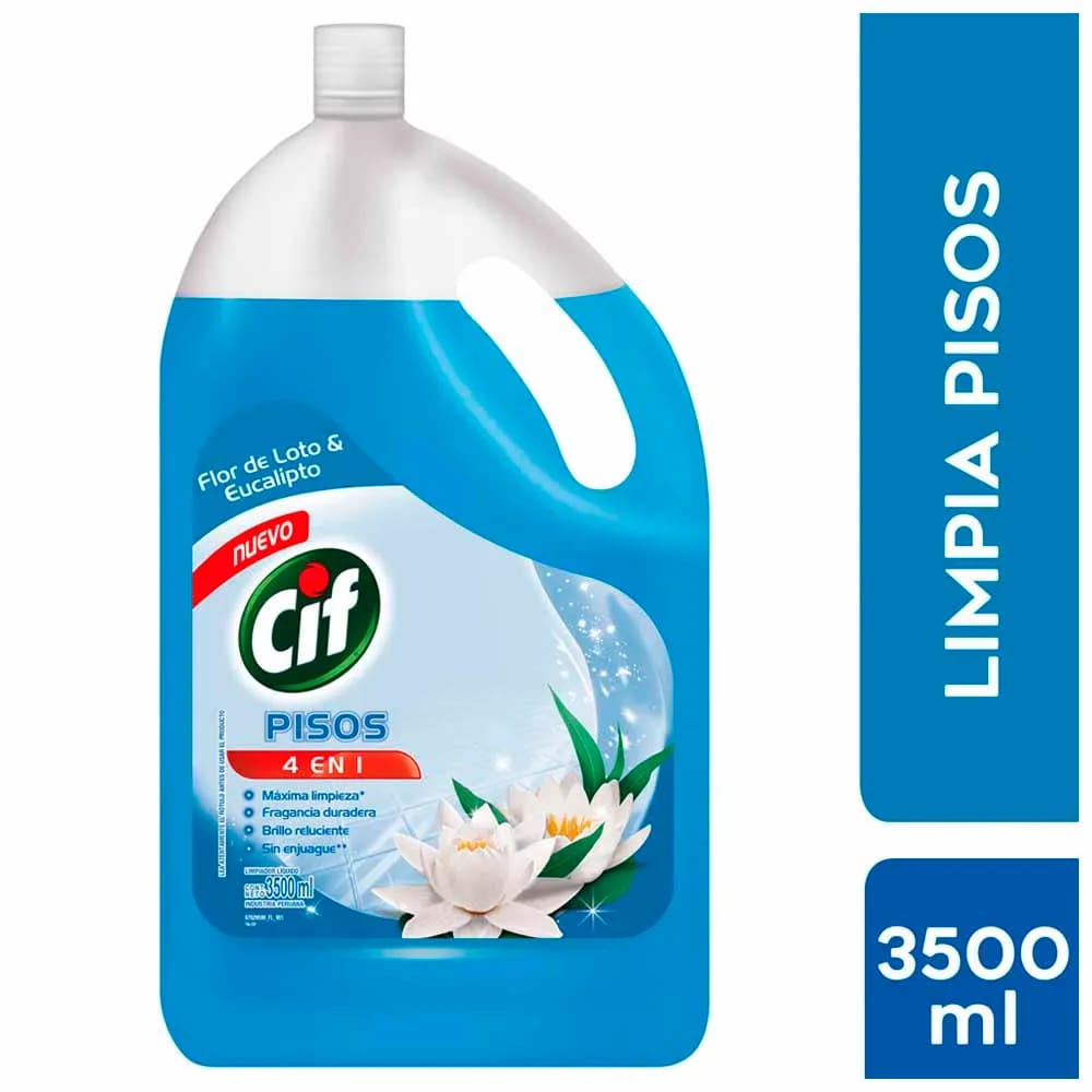 Limpiador de Pisos Líquido CIF Aroma Flor de Loto y Eucalipto Botella 3.5L