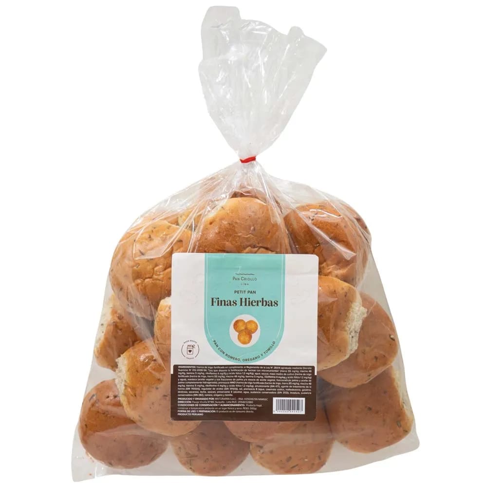 Petit Pan Finas Hierbas EL PAN CRIOLLO Bolsa 510g