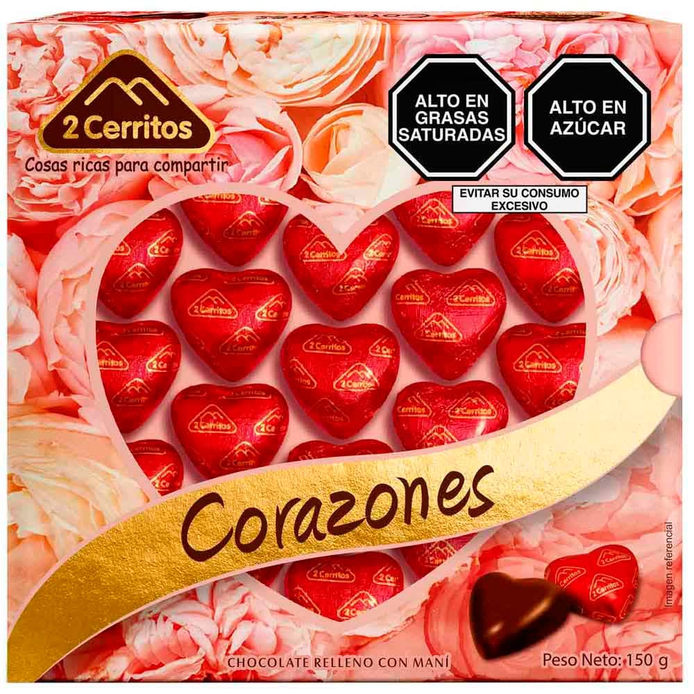 Chocolate con Maní 2 CERRITOS Corazones Caja 150g