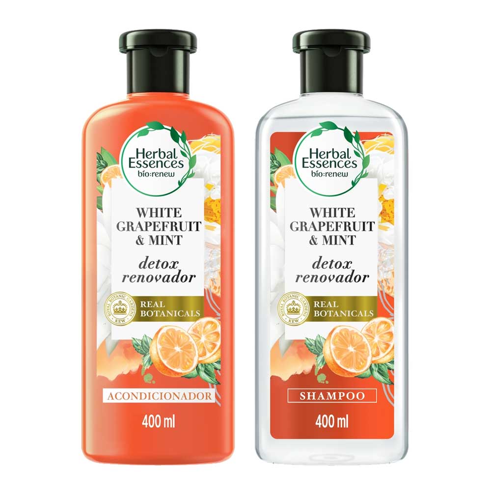 Pack HERBAL ESSENCES Shampoo White Grapefruit 400ml + Acondicionador White Grapefruit 400ml