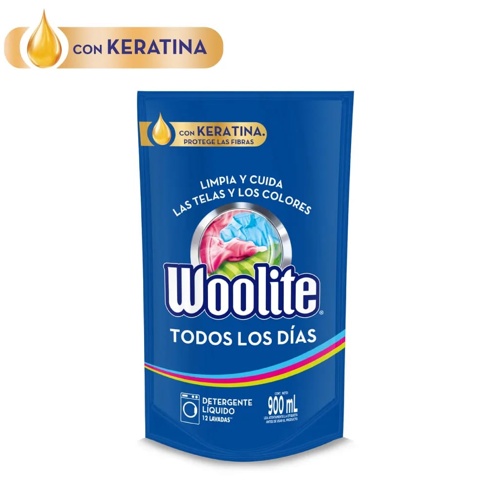Detergente Líquido WOOLITE Todos los Días Doypack 900ml