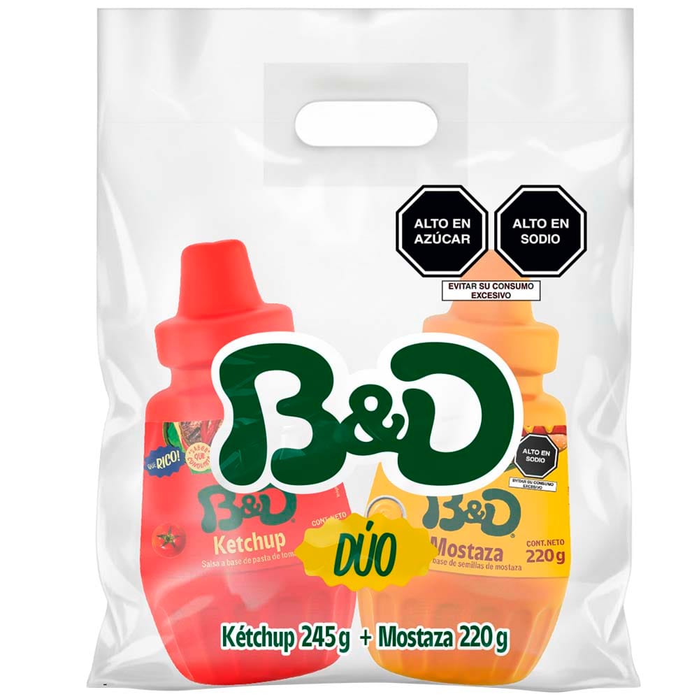 Pack B&D Ketchup Frasco 245g + Mostaza Frasco 220g