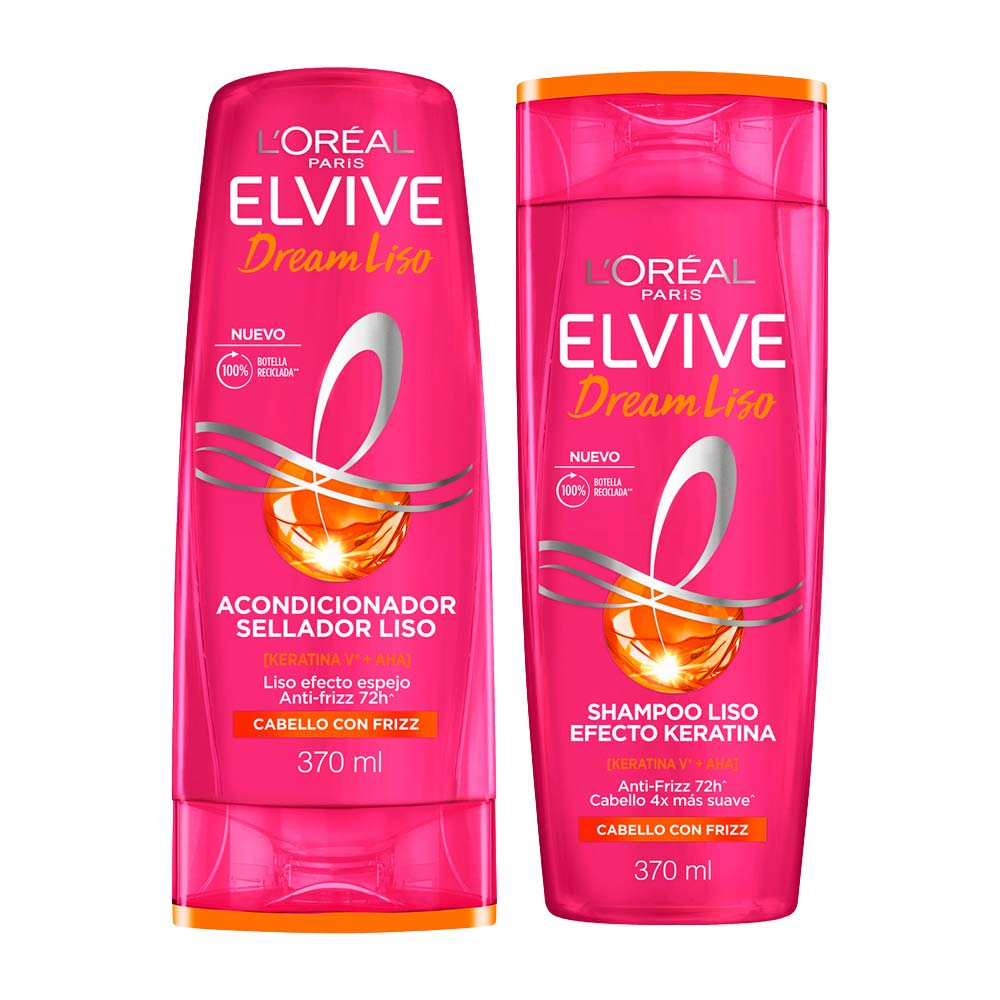 Pack ELVIVE Dream Liso: Shampoo Frasco 370ml + Acondicionador Botella 370ml