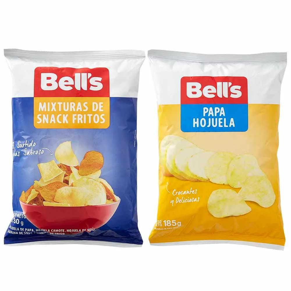 Piqueo BELL'S Papas Bolsa 185Gr + Piqueo varios Bolsa 230Gr