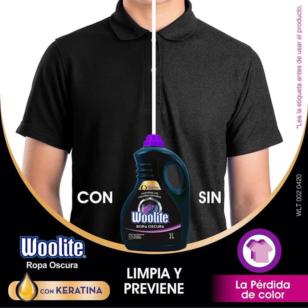 Detergente Líquido WOOLITE Ropa Oscura Doypack 1.8L