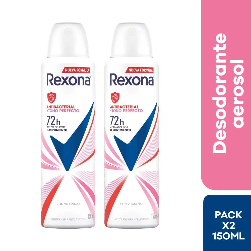 Desodorante para Mujer en Aerosol REXONA Tono Perfecto Frasco 150ml Paquete 2un
