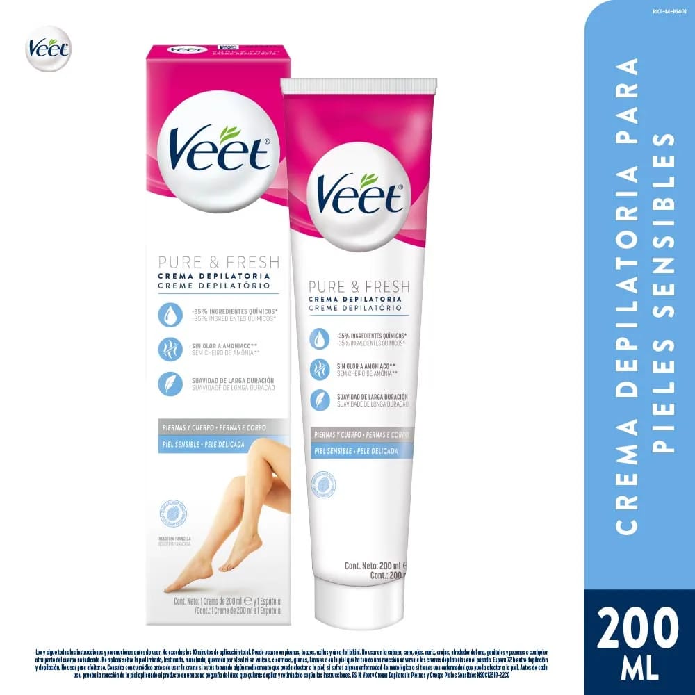 Crema Depilatoria VEET Piel Sensible Pure Caja 200ml
