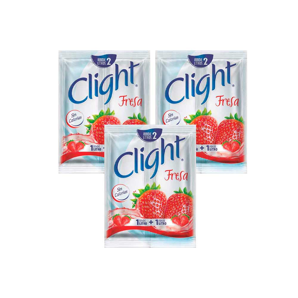 Pack Bebida Instantánea en Polvo CLIGHT Fresa Sobre 7g x 3un