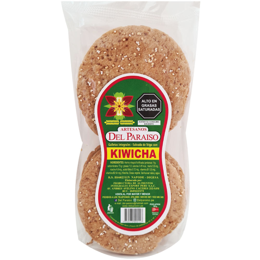 Galletas Integrales DEL PARAÍSO Kiwicha Bolsa 100g