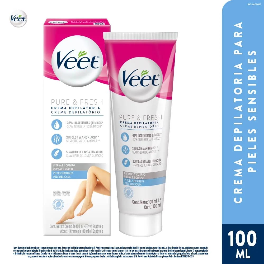 Crema Depilatoria VEET Piel Sensible Pure Tubo 100ml