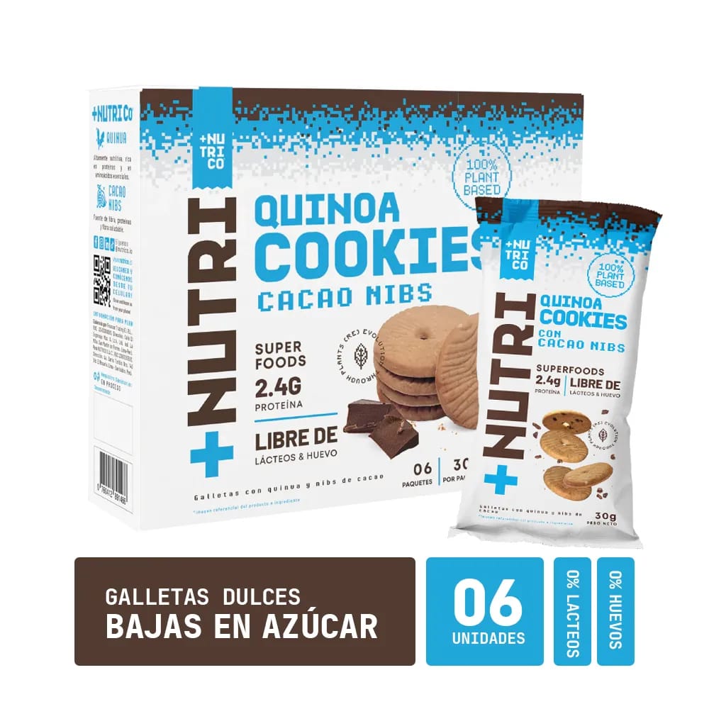 Galletas con Quinua y Nibs de Cacao +NUTRI Co Caja 6un