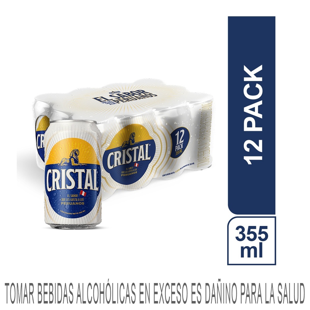 Cerveza CRISTAL Paquete 12Un Lata 355Ml