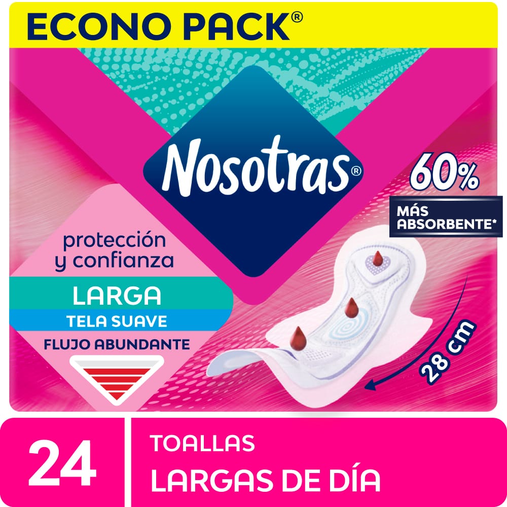 Toalla Higiénica NOSOTRAS Larga Extra Suave Paquete 24un