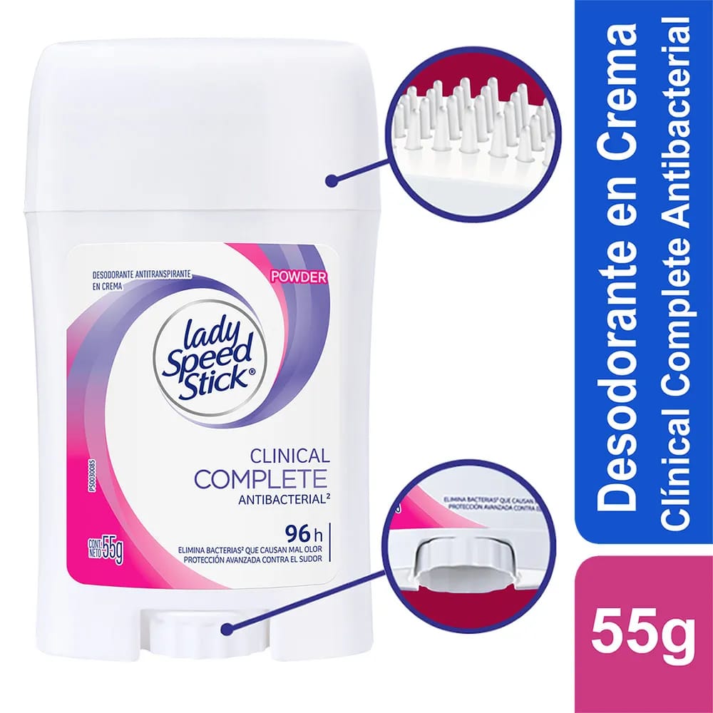 Desodorante Mujer LADY SPEED STICK Clínico Antibacterial 55g