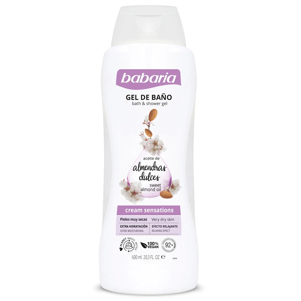 Gel de Ducha BABARIA Almendras Frasco 600ml