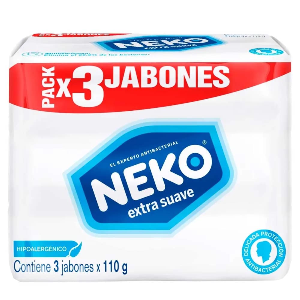 Jabón NEKO Antibacterial Extra Suave 3un x110g