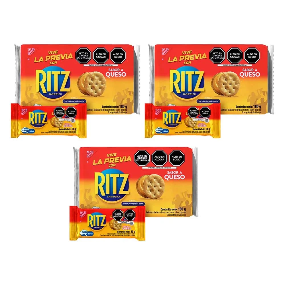 Pack Galletas Saladas RITZ sabor Queso 6un x 3un