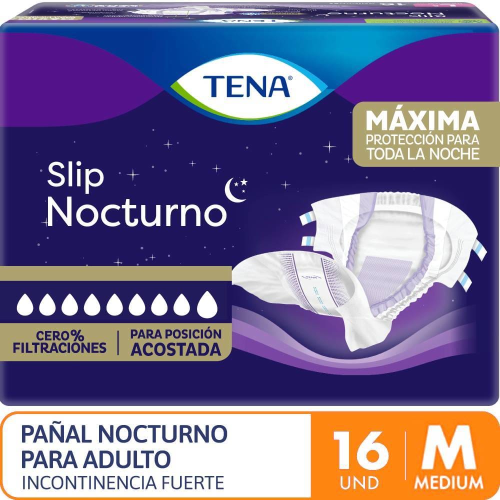 Pañal para Adulto TENA Slip Nocturno Talla M Paquete 16un