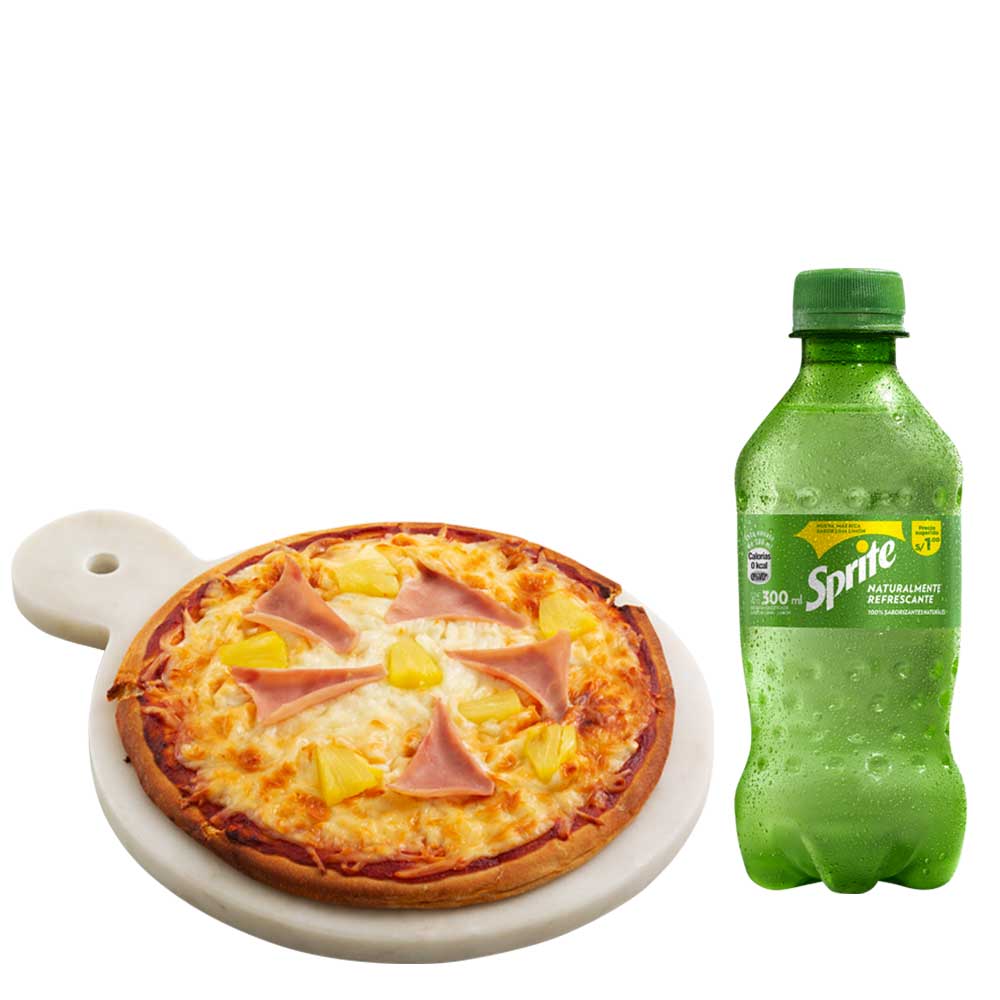 Pack Pizza Hawaiana Personal LA FLORENCIA + Gaseosa SPRITE Botella 300ml