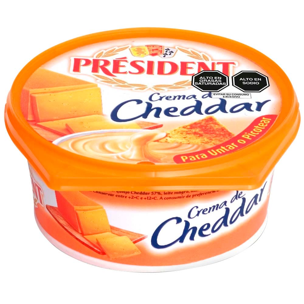 Queso Crema Cheddar PRESIDENT Bandeja 125g