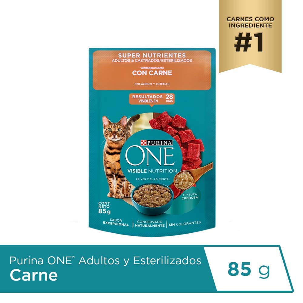 Alimento Húmedo para Gato PURINA ONE Adulto Esterilizado Sabor Carne Pouch 85g