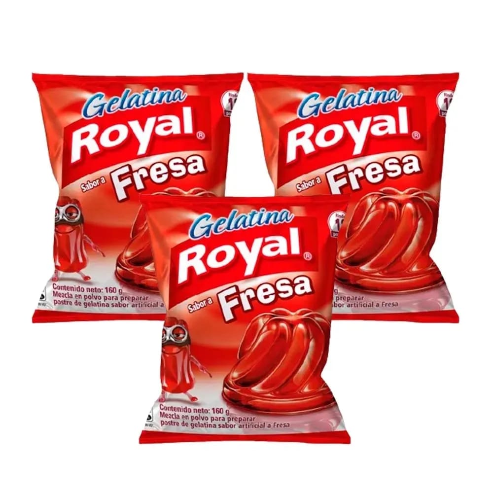 Pack Gelatina ROYAL Sabor a Fresa Bolsa 160g x 3un
