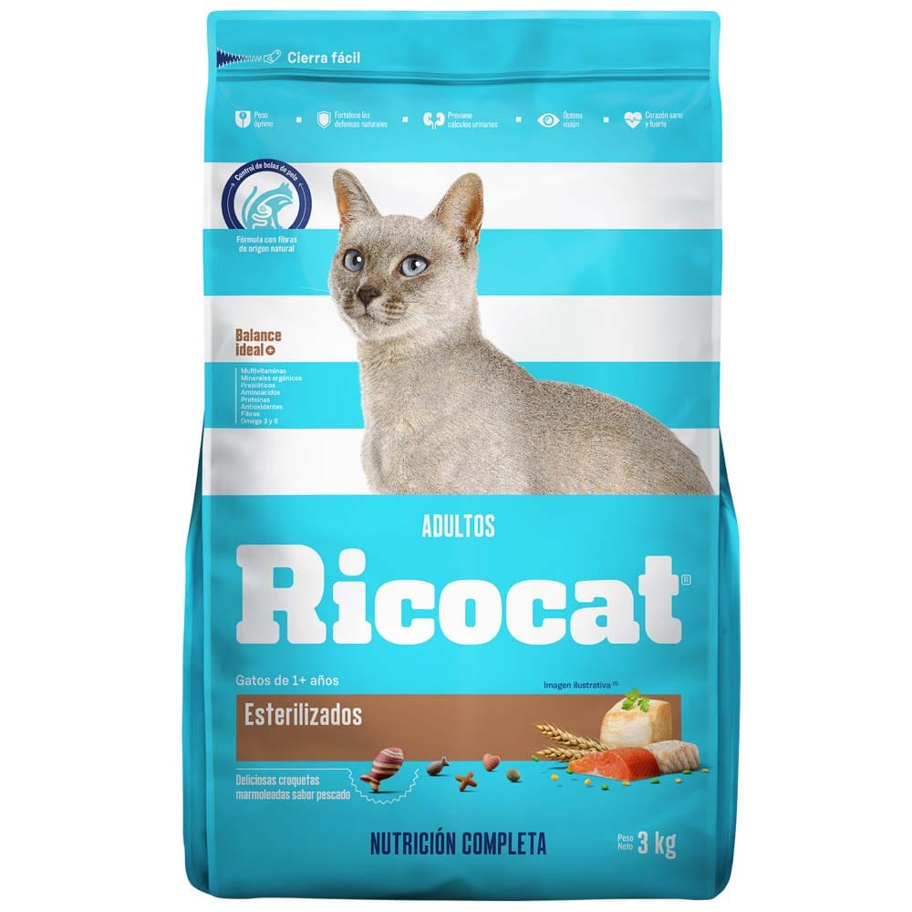 Alimento para Gato RICOCAT Adulto Esterilizado Bolsa 3Kg