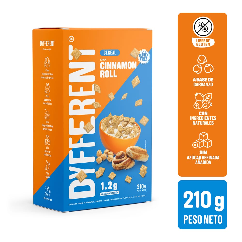 Cereal en Barra DYFFERENT Cinnamon Roll Caja 210g