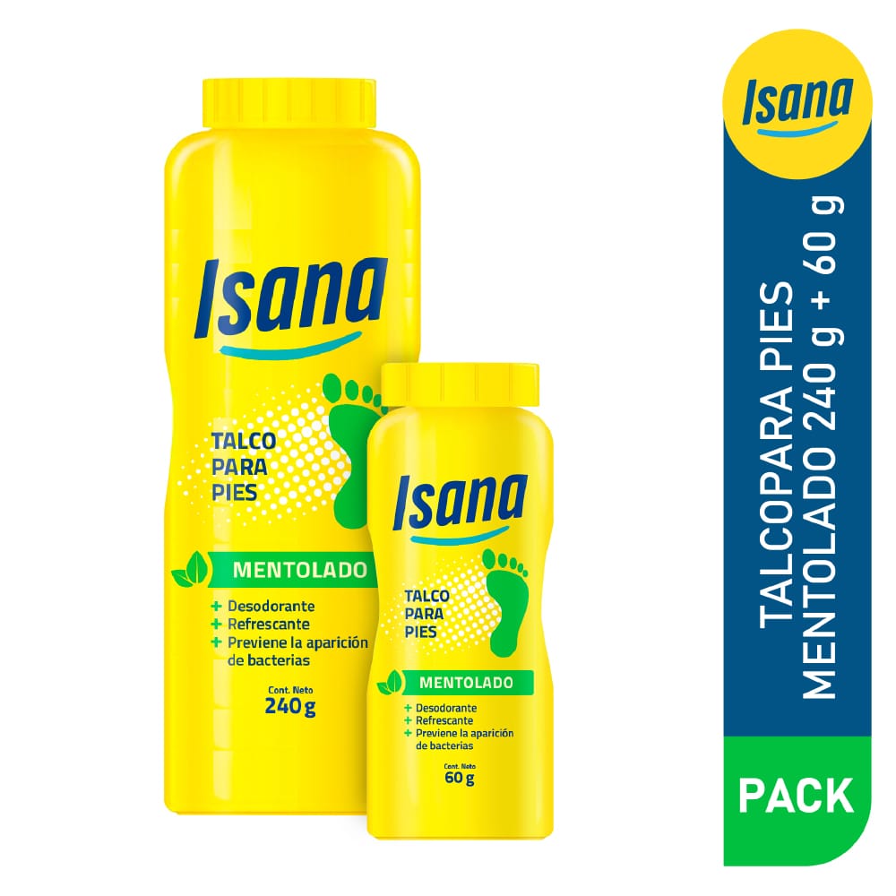 Talco para Pies ISANA Mentolado Frasco 240g + Frasco 60g