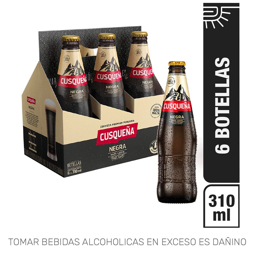 Cerveza CUSQUEÑA Negra Botella 310ml Paquete 6un