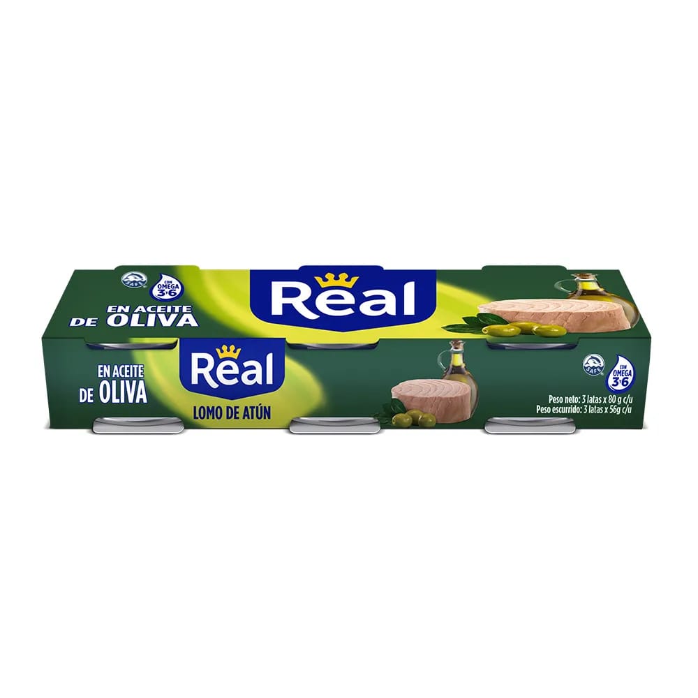 Lomo de Atún REAL en Aceite de Oliva Lata 80g Paquete 3un