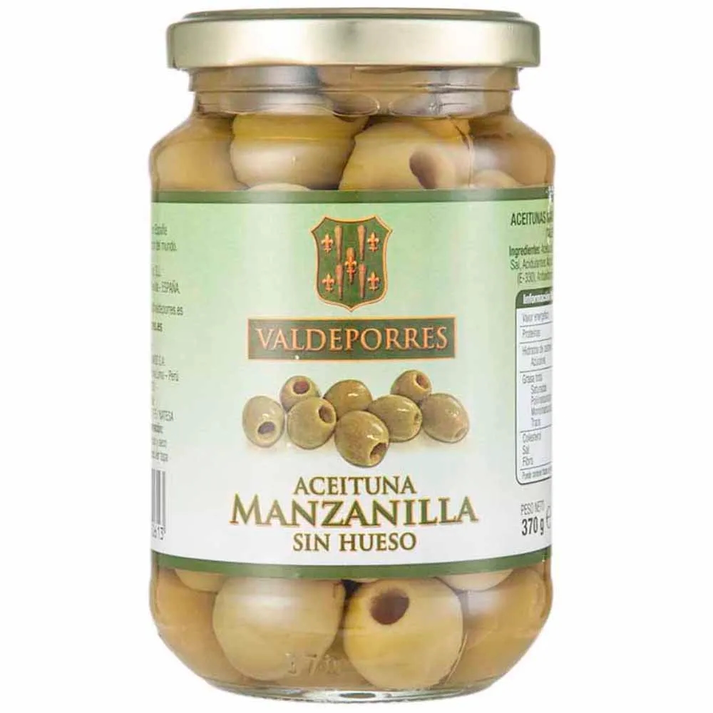 Aceitunas Verdes en Conserva VALDEPORRES sin Hueso Frasco 340g