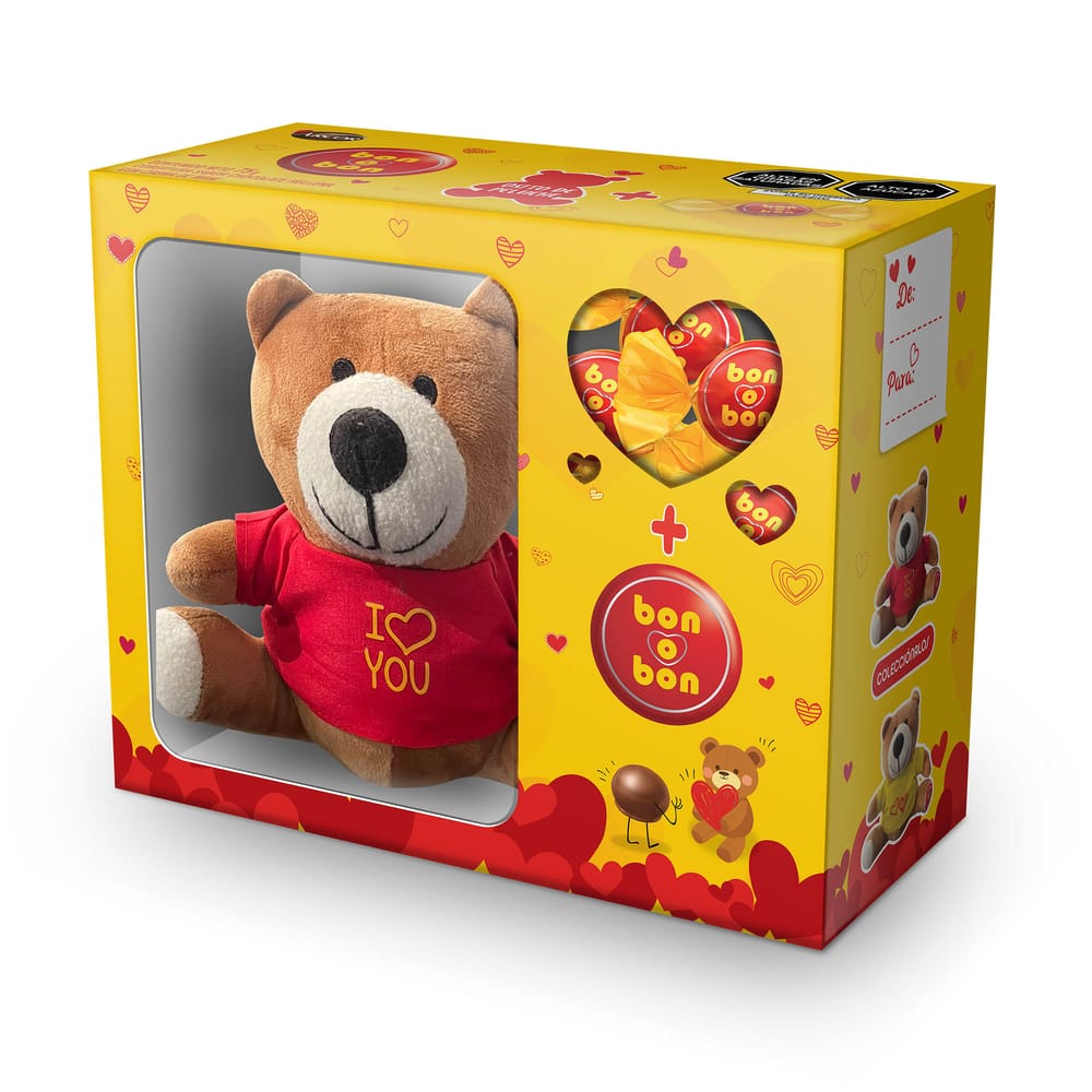 Bombones de Chocolate BON O BON Oso de Peluche Caja 75g