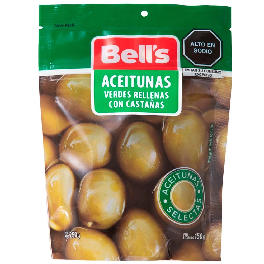 Aceitunas Verdes BELL'S Rellenas con Castañas Doypack 250g