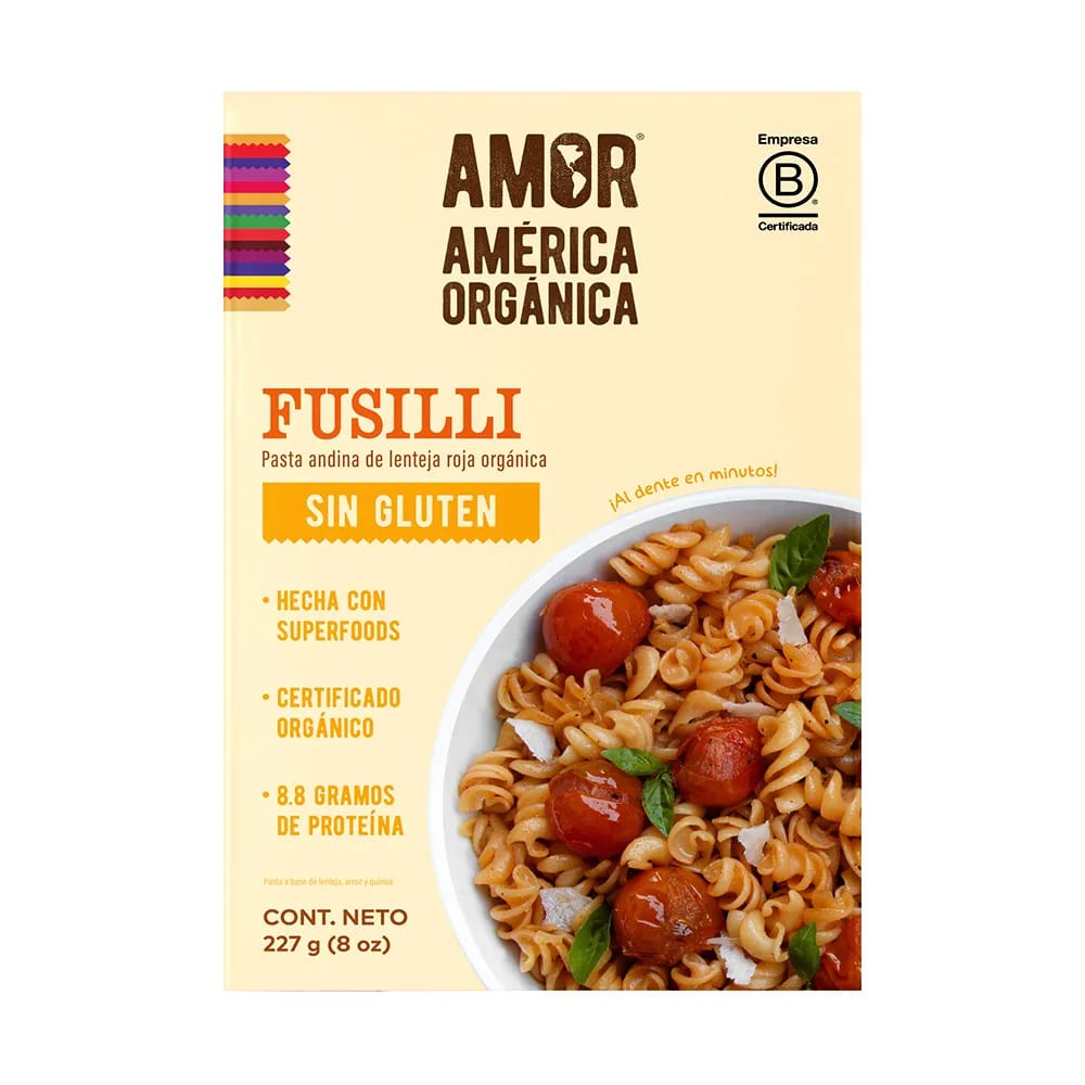 Pasta Andina de Lenteja AMOR Fusilli Caja 227g