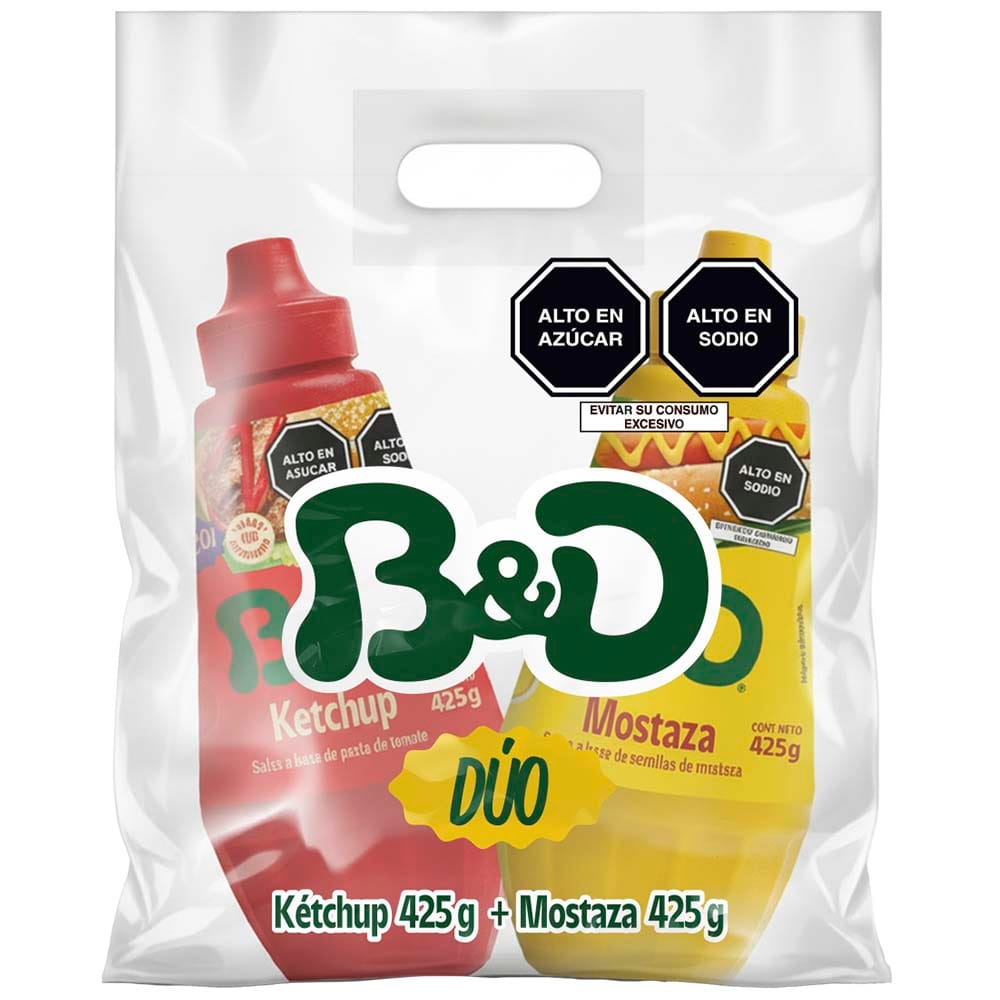 Pack B&D Ketchup Frasco 425g + Mostaza Frasco 425g