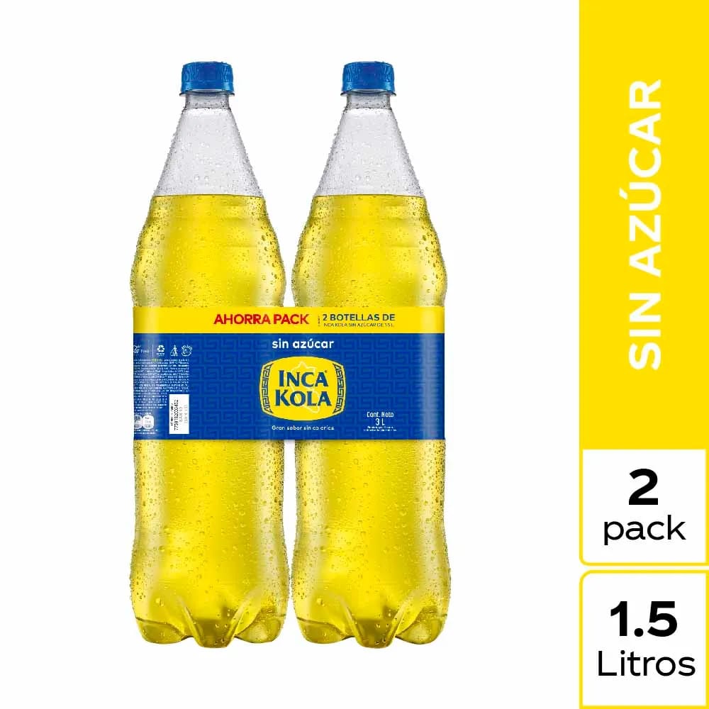 Gaseosa INCA KOLA sin Azúcar Botella 1.5L Paquete 2un