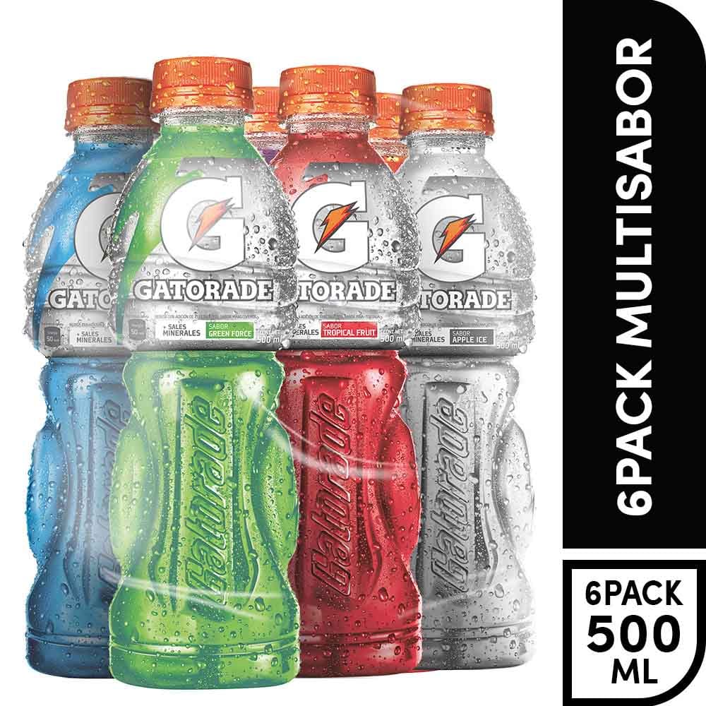 Bebida Rehidratante GATORADE Sabores Surtidos Botella 500ml Paquete 6un