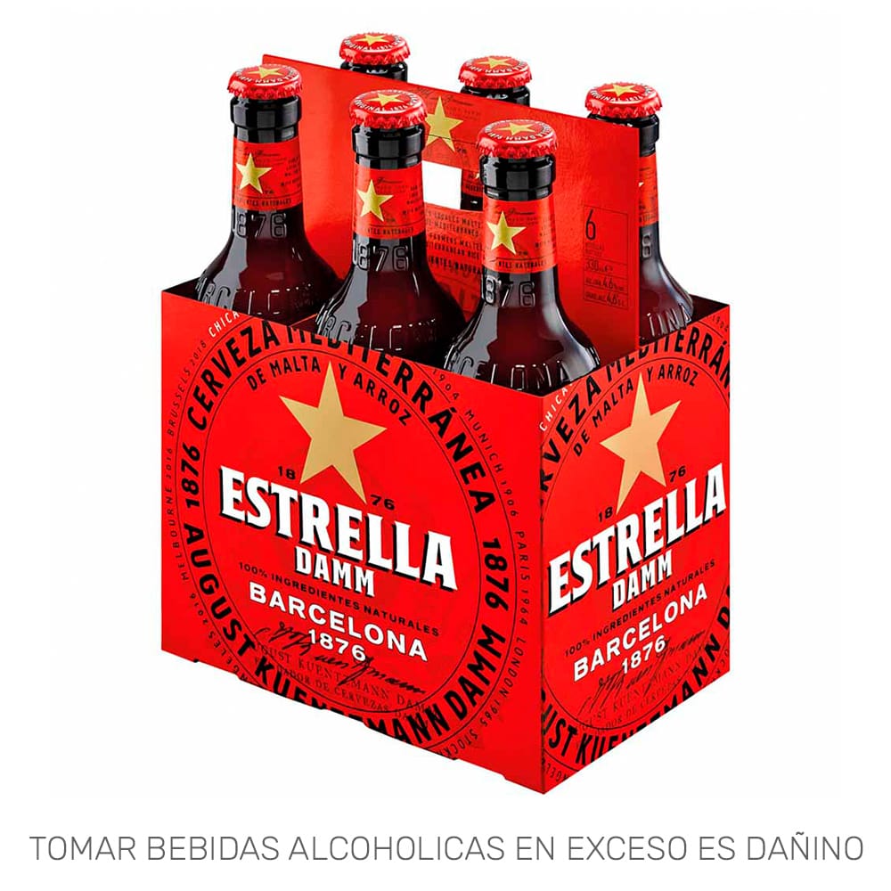 Cerveza ESTRELLA DAMM 6 Pack Botella 330ml