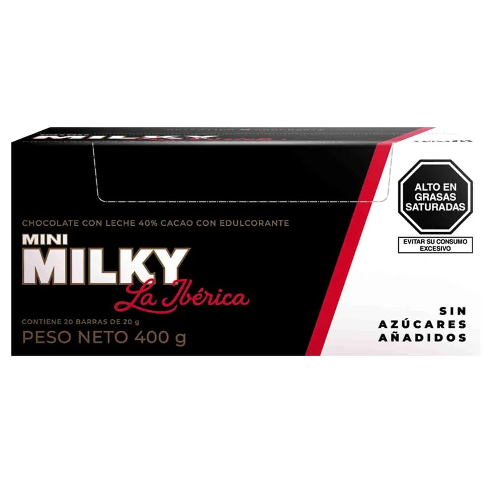 Chocolate LA IBÉRICA Mini Milky Sin Azúcar Barra 20g Caja 20un