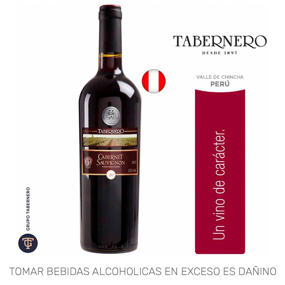 Vino TABERNERO Cabernet Sauvignon Gran Tinto Botella 750ml