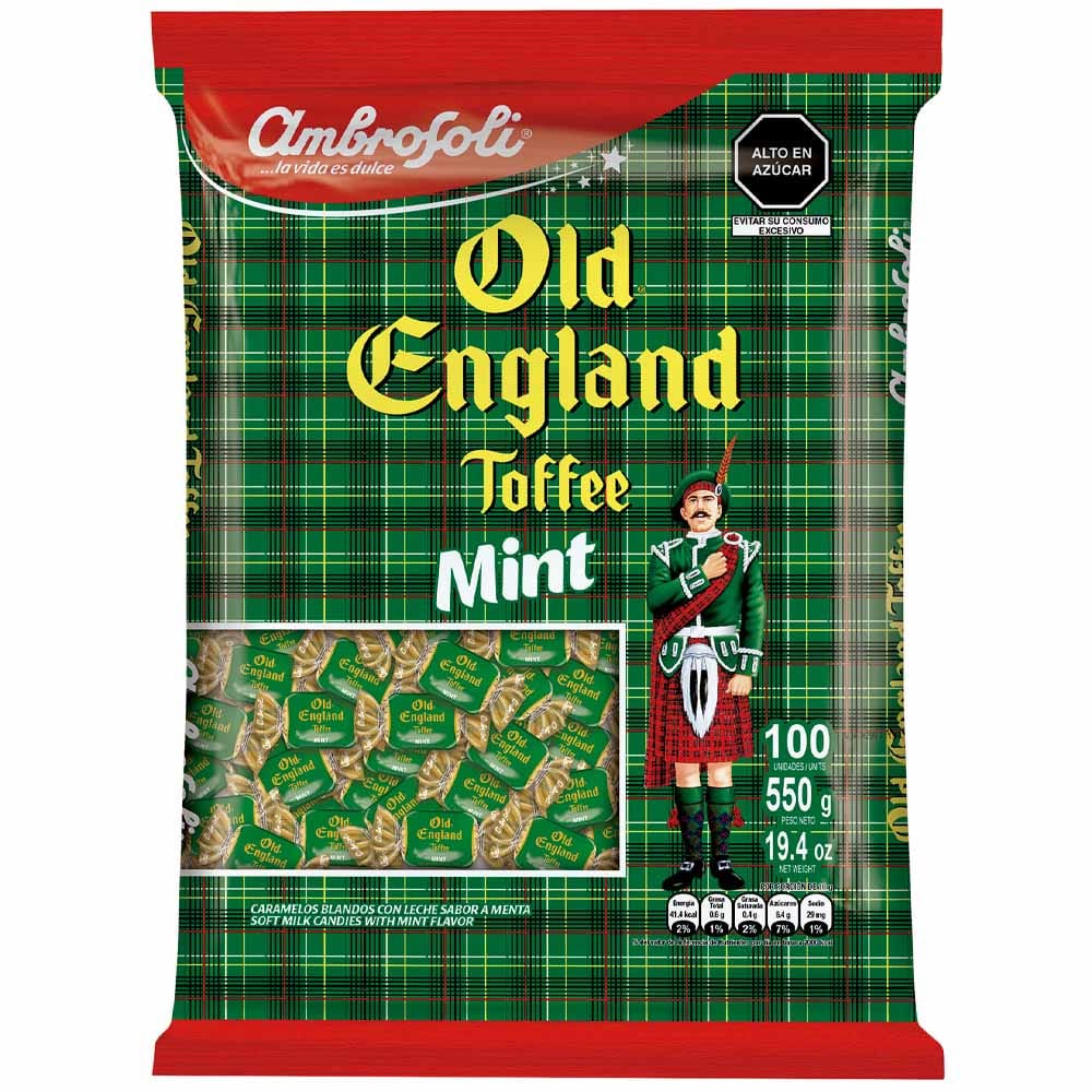 Toffee AMBROSOLI Old England Toffee Mint Bolsa 550g
