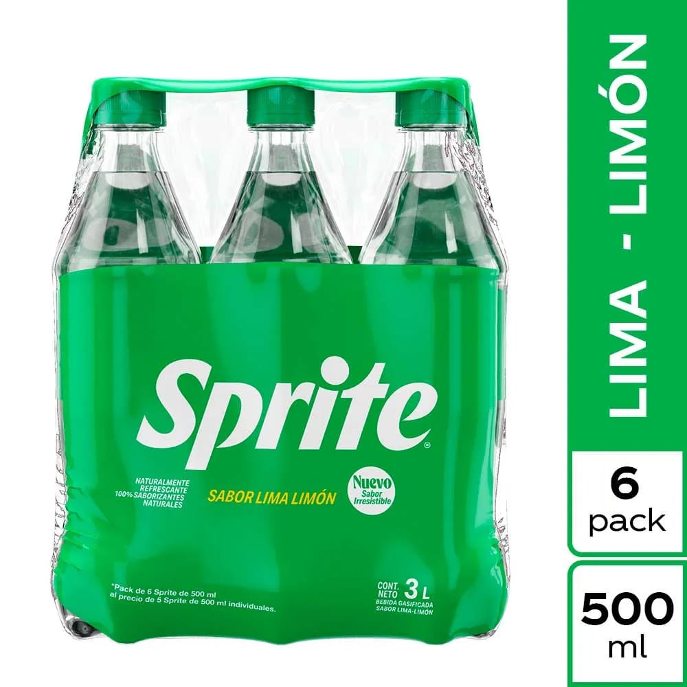 Gaseosa SPRITE Botella 500ml Paquete 6un