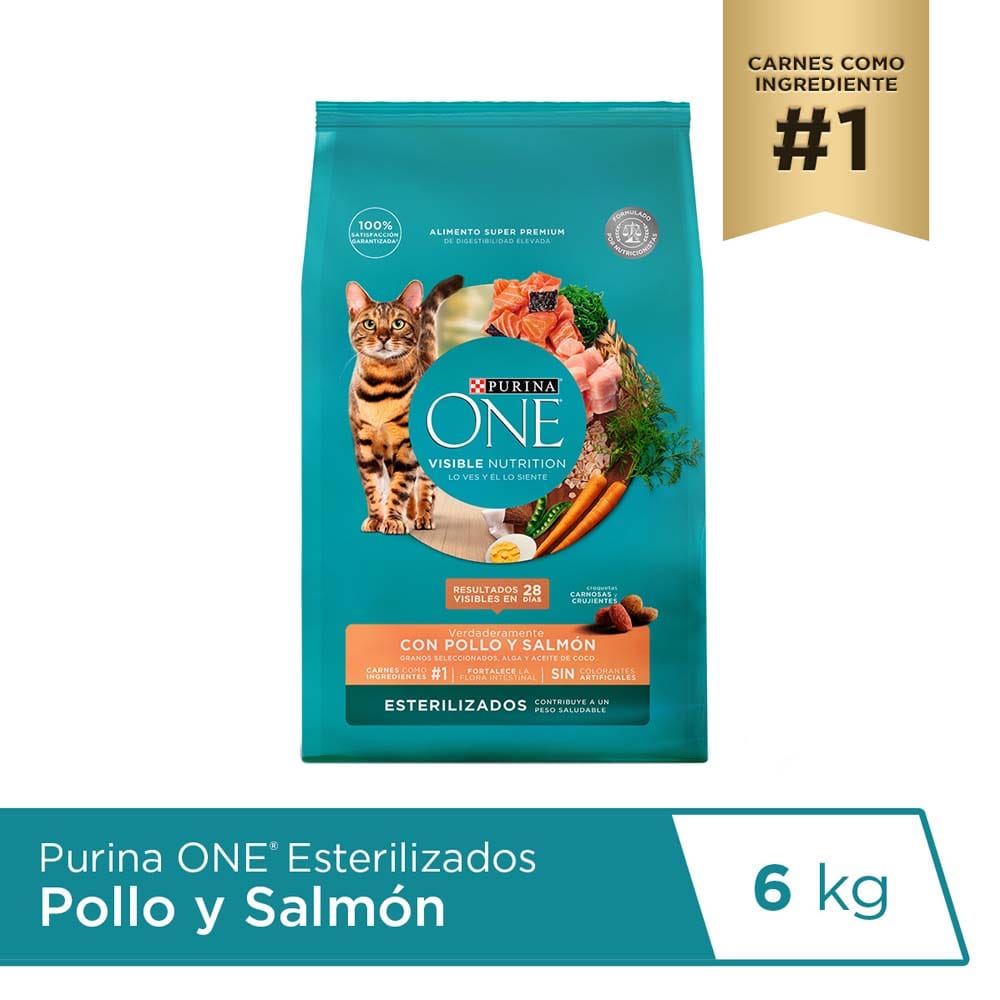 Alimento para Gato PURINA ONE Esterilizado Sabor Pollo y Salmón Bolsa 6Kg