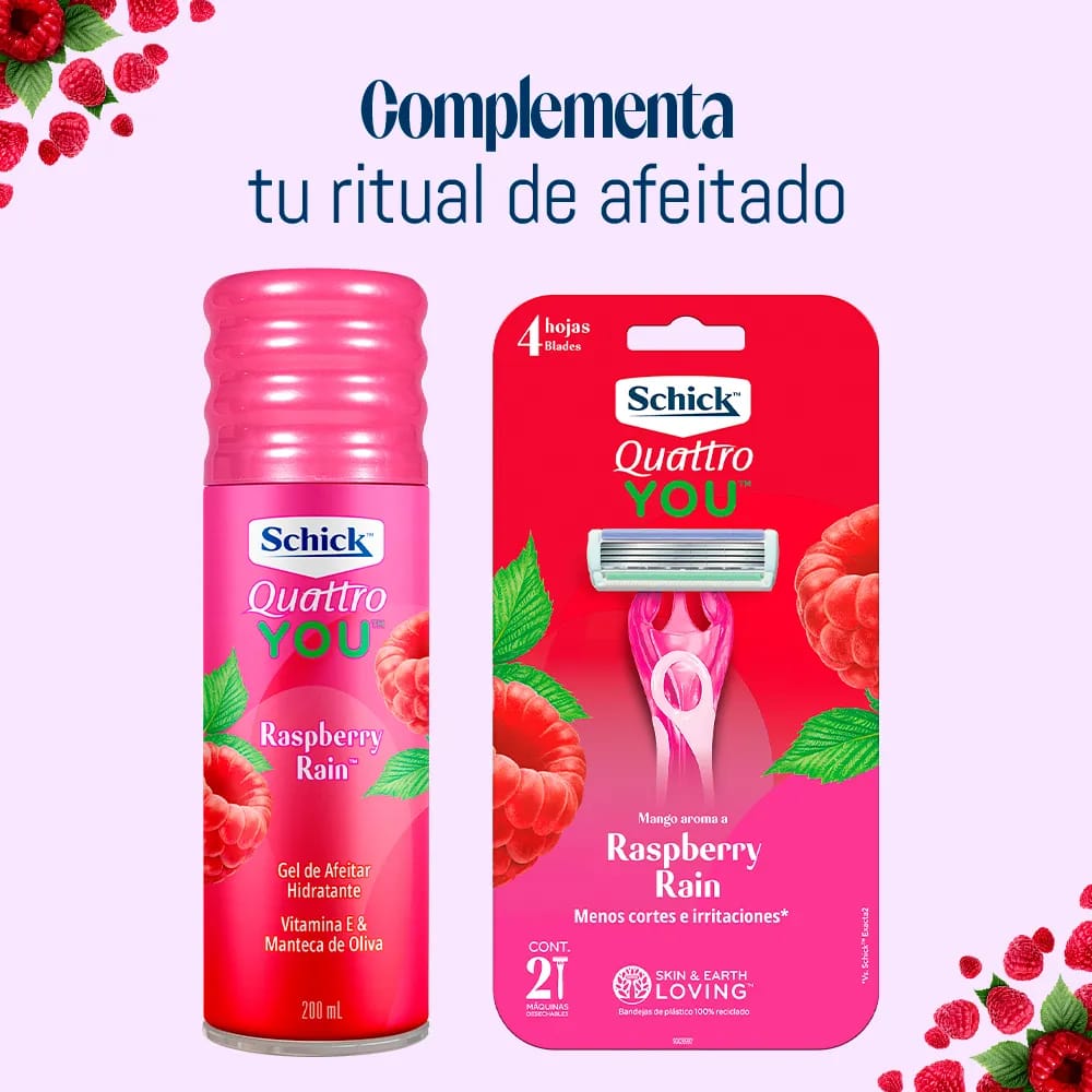 Gel de Afeitar SCHICK Quattro Raspberry Rain Frasco 200ml