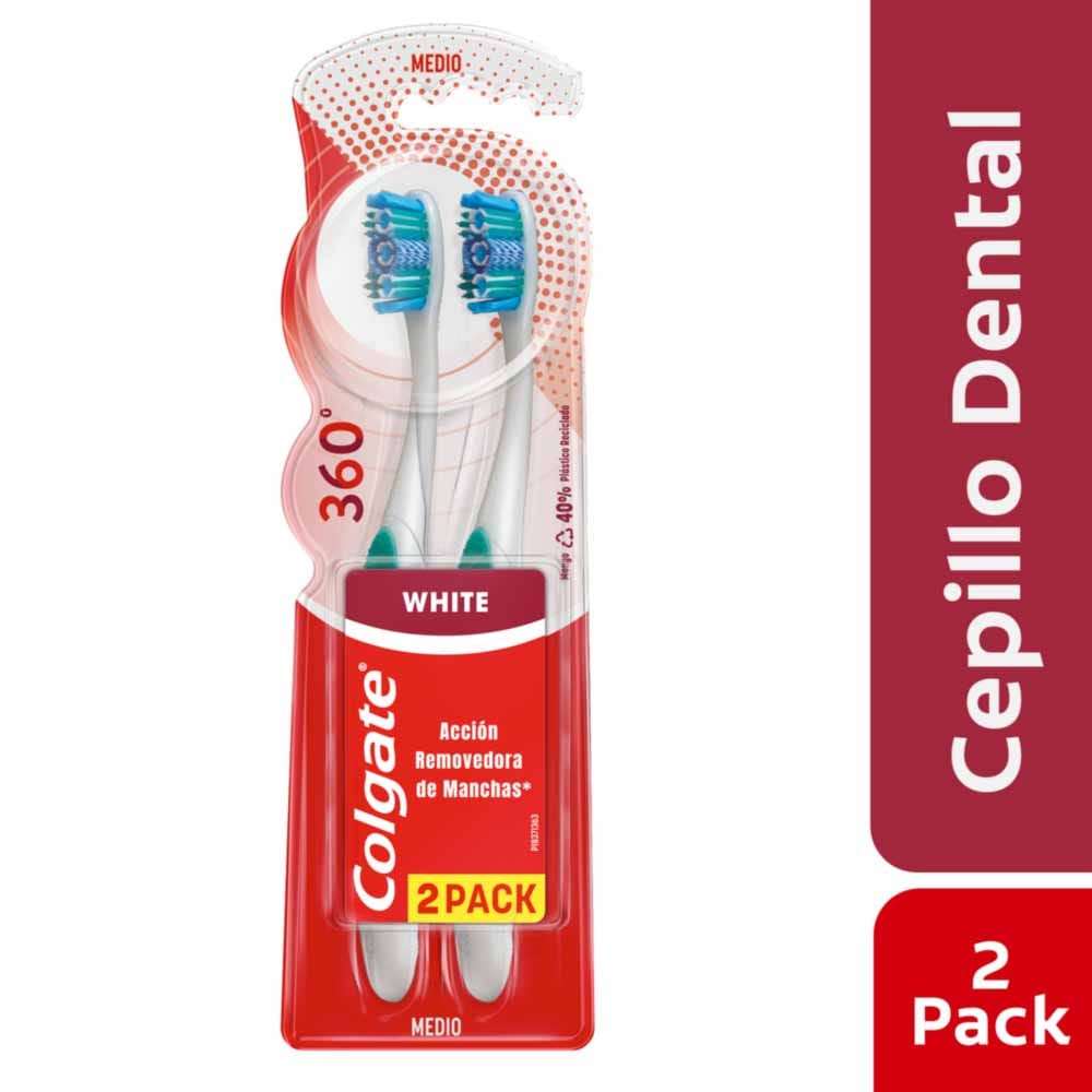 Cepillo de Dientes Colgate 360° Luminous White Medio 2un