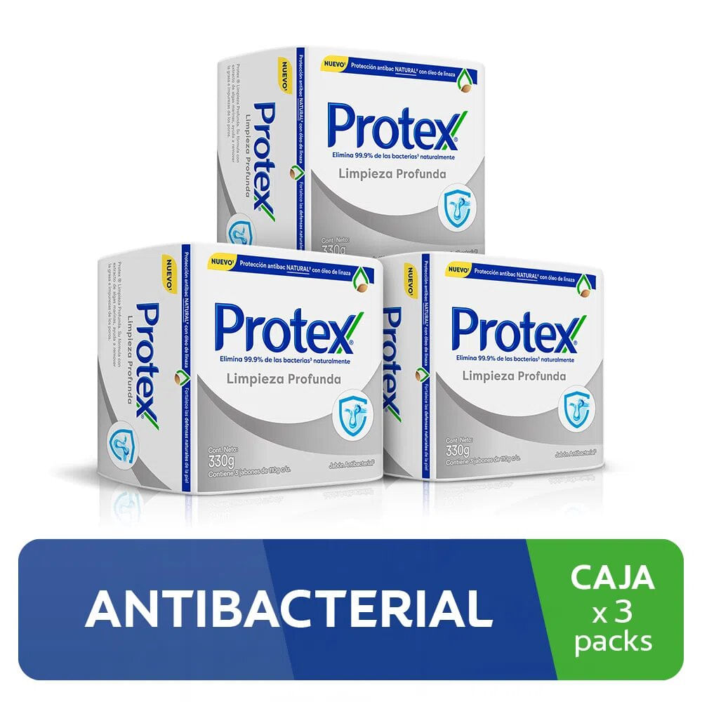Pack Jabón Antibacterial PROTEX Avena Barra 110g Paquete 3un x 3un