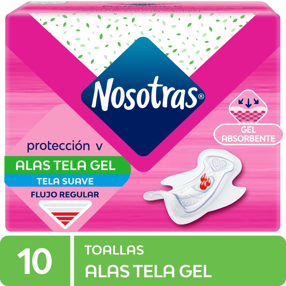 Toalla Higiénica NOSOTRAS Alas Tela Gel Paquete 10un