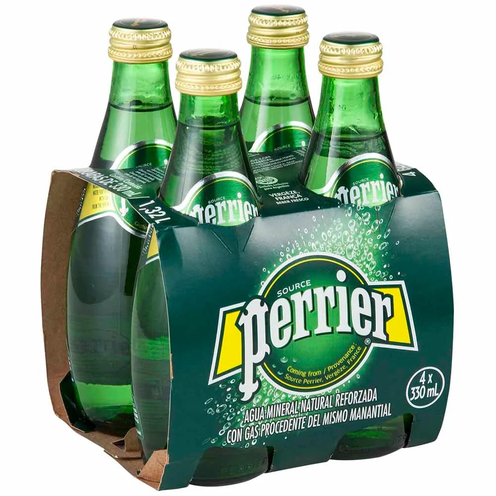 Agua Mineral PERRIER con Gas Paquete 4un Botella 330ml